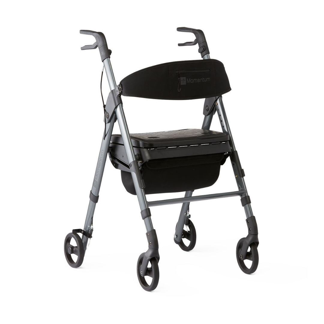 Medline Momentum Rollator Folding Walker with Seat Cushion & 6 Inch Wheels - Senior.com Rollators